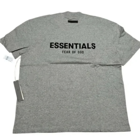 New Essentials Fear of God dark oatmeal gray oversized tee Shirt men's Large - Picture 3 of 7